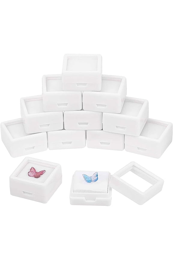 36pc Acrylic Jewelry Box with Sponge Square White 2.95x2.95x1.65cm
