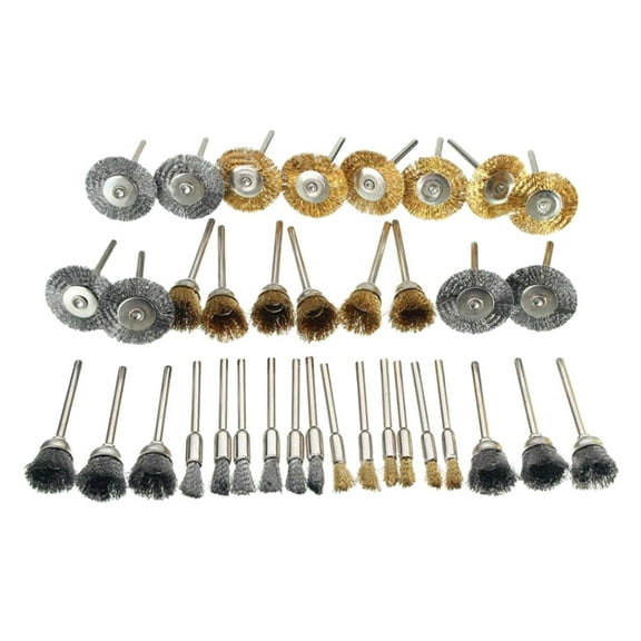 36pc HEAVY DUTY WIRE BRUSH SET WHEEL CUP CLEANING RUST SANDING DRILL