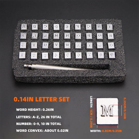 36pcs 1/4 Inch Leather Stamping Tool Set, Wenini Durable Alloy Steel Alphabet Number Punch Set, DIY Leather Craft Embossing Kit for Wallets Bags Belts with Storage Box, Black