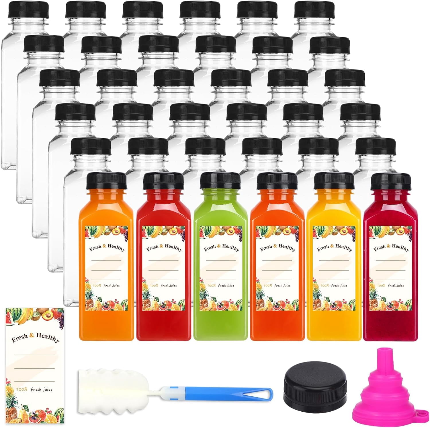 Container For Juice 36pcs 12oz Plastic Juice Bottles with Caps, Bulk Clear Empty Juicing ...
