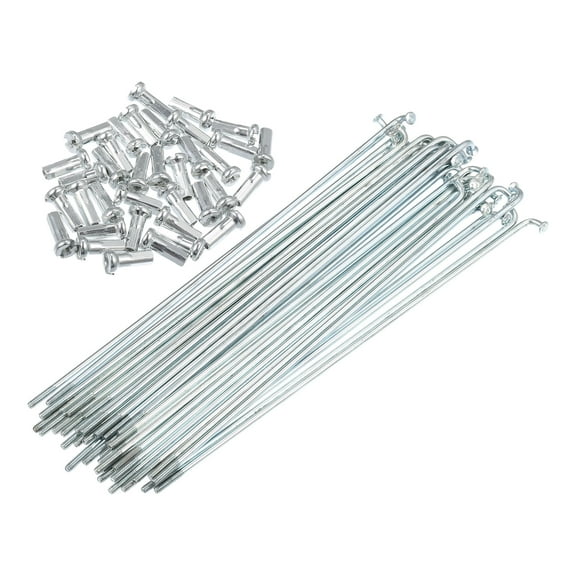 36pcs 14G J Bend Bicycle Galvanized Spokes 140mm 5.51" Cycle Spokes with Nipples for Mountain Bike MTB