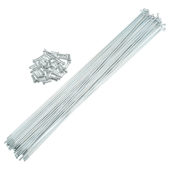 36pcs 14G J Bend Bicycle Galvanized Spokes 300mm 11.81" Cycle Spokes with Brass Nipples for MTB Bike