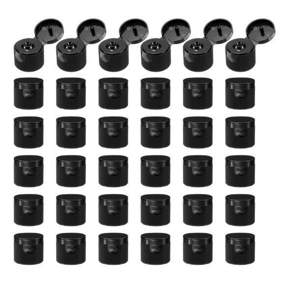 36pcs 18/410 Flips Top Caps for Bottles Replacement Plastic Reusable Non-Spill Bottle Lid , Black