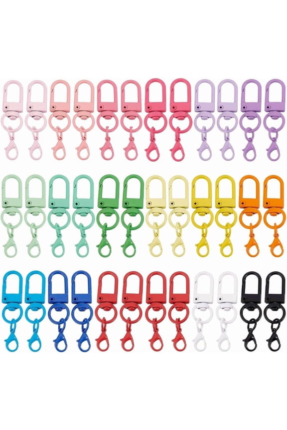 36pcs 18 Candy Colors Colorful Lobster Claw Clasps Keychain Colored Key Rings Metal Split Key Ring