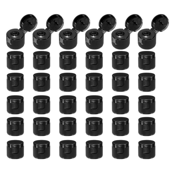 36pcs 20/410 Flips Top Caps for Bottles Replacement Plastic Reusable Non-Spill Bottle Lid , Black