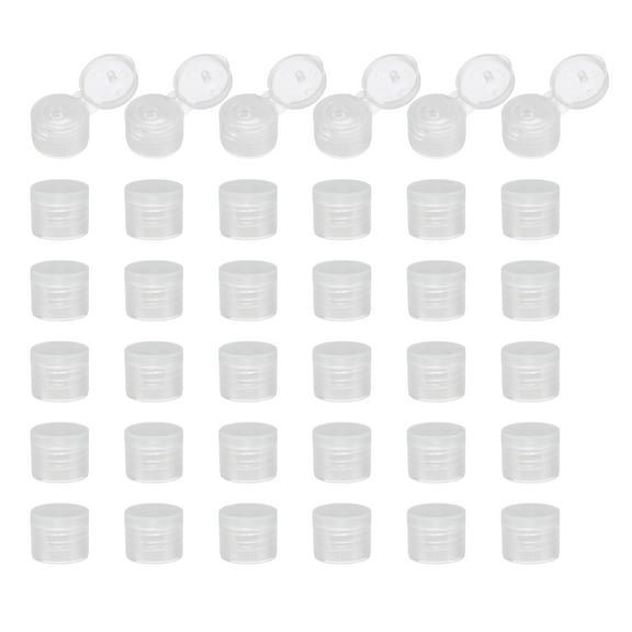 36pcs 20/410 Flips Top Caps for Bottles Replacement Plastic Reusable Non-Spill Bottle Lid , Clear