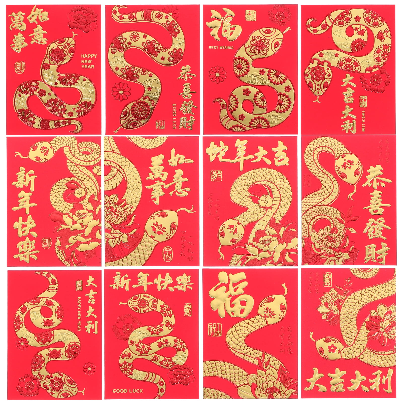 36pcs 2025 Year of the Snake Red Envelopes Chinese Festive Lunar New