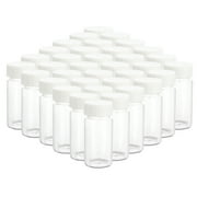 36pcs 20ml Clear Small Glass Vials with White Screwcap Liquid Sampling Sample Glass Bottles,Small Liquid Sample Vial, Leak-Proof Vial