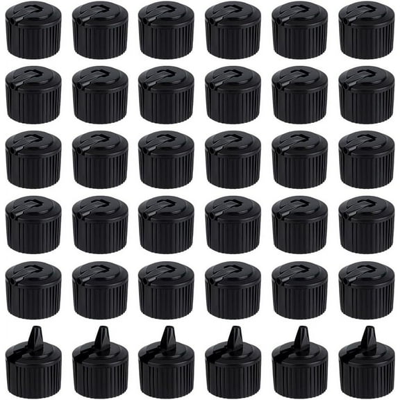 36pcs 24/410 Flip Top Dispensing Cap Black Replacement Bottles Caps Reusable Plastic Bottle Cap Flip Top Caps for Shampoo Moisturizer Squeeze Bottles Dispensing Caps - Inner Diameter 24mm BlackDIY