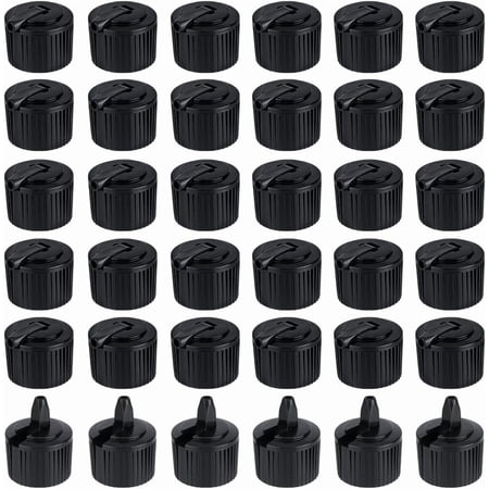 36pcs 28/410 Flip Top Dispensing Cap Black Replacement Bottles Caps Reusable Plastic Bottle Cap Flip Top Caps for Shampoo Moisturizer Squeeze Bottles Dispensing Caps - Inner Diameter 28mm