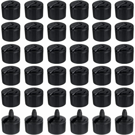 36pcs 28/410 Flip Top Dispensing Cap Black Replacement Bottles Caps Reusable Plastic Bottle Cap Flip Top Caps for Shampoo Moisturizer Squeeze Bottles Dispensing Caps - Inner Diameter 28mm