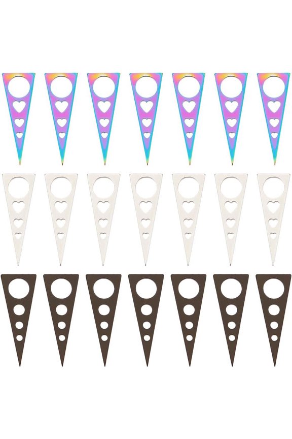 36pcs 3 Colors 201/304 Stainless Steel Ring with Heart Triangle Shape Pendants 22/24mm long Laser Cut Dangle Earrings Charms Metal Flat Punk Charms for Necklace Crafts Jewelry Making for DIY