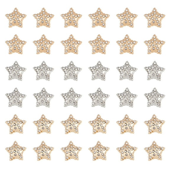 36pcs 3 Colors Star Rhinestone Sewing Buttons Alloy Shank Buttons Sew on Clothing Buttons Flatback Embellishments