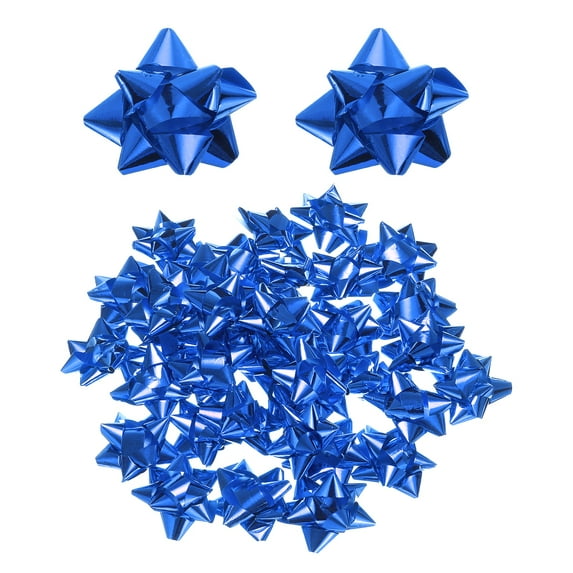 36pcs 3" Mini Star Gift Bows Small Metallic Christmas Bows for Gift Wrapping Presents Birthday Wedding, Blue