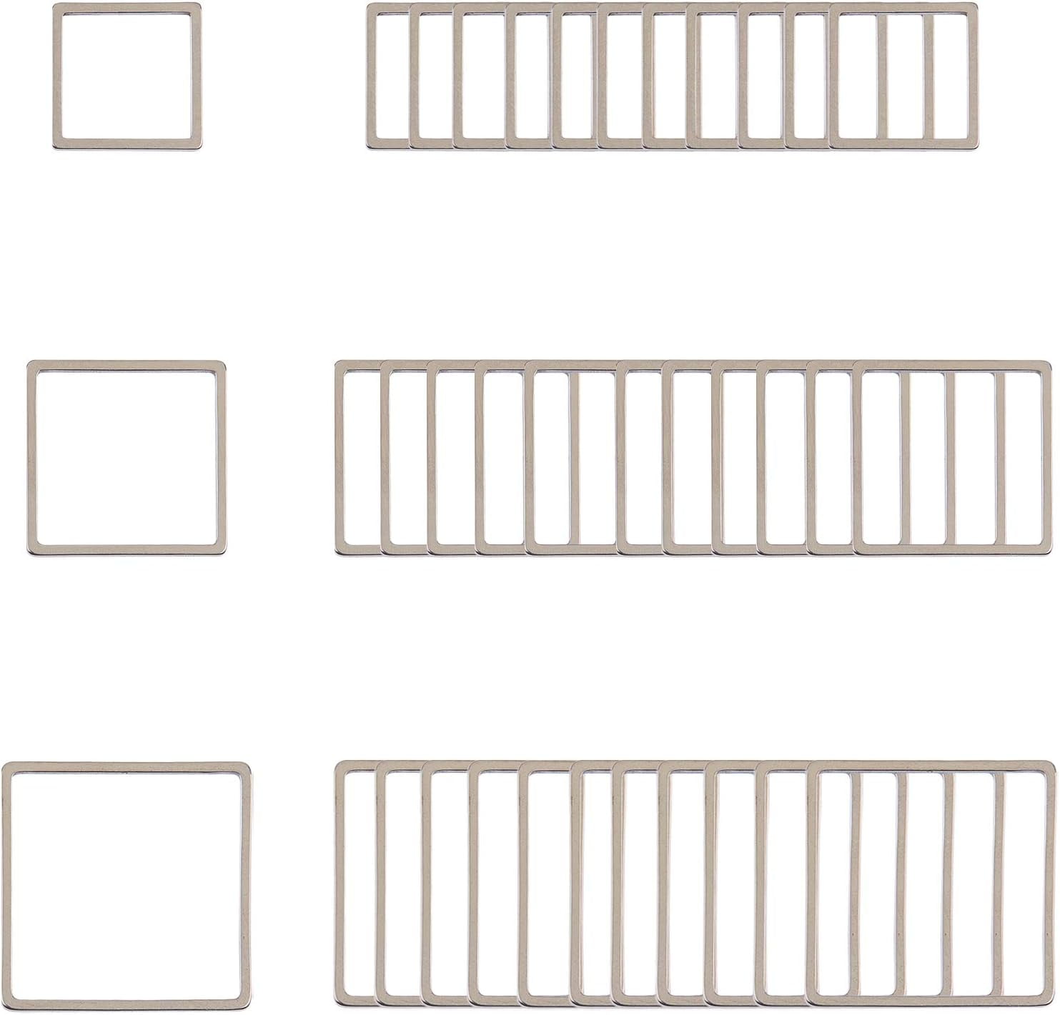 about 36pcs 3 Sizes Square Linking Rings Stainless Steel Frame ...