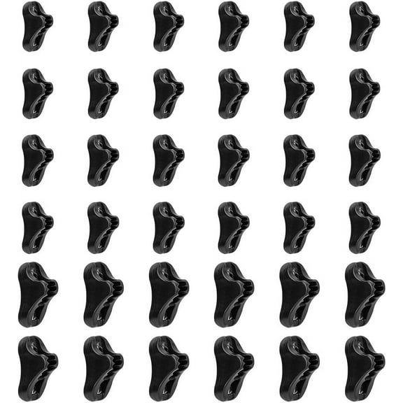 36pcs 3 style POM Plastic Guyline Tensioners Tent Guyline Cord Rope Adjuster for Outdoor Camping Hiking Tarp Canopy Shelter Black 23~32x14~19.5x8~12mm Hole: 3.5~4.5mm 12pcs/style