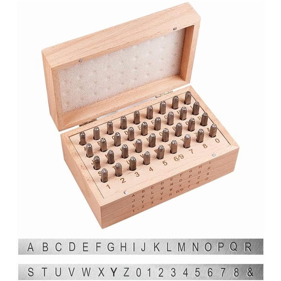36pcs 4mm Electroplated Iron Number Alphabet Punch Set Uppercase Alphabet A to Z Number 0 to 8 and Symbol & Metal Stamp Punch Tool Kit for DIY Jewelry Making Black Making DIY
