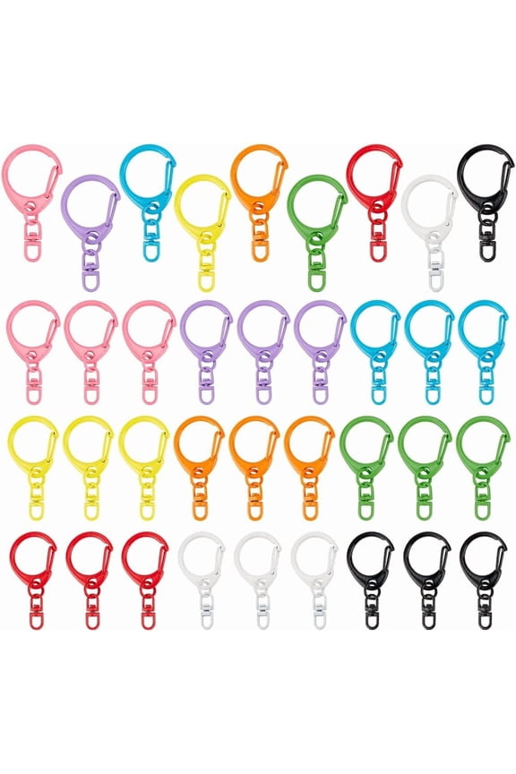 36pcs 9 Candy Colors Keychain Rings Swivel Clasps Colored Key Rings Metal Split Key Ring
