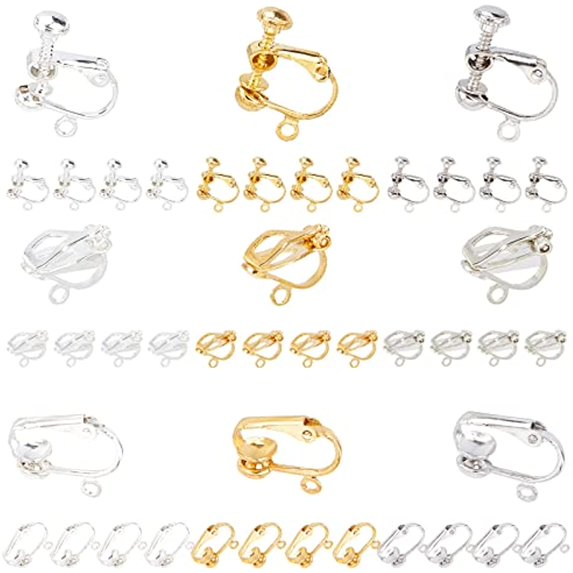 36pcs 9 Style Clip-on Earring Findings Adjustment Brass Screw Clip Earring Converters Clip-on Earring Findings Components