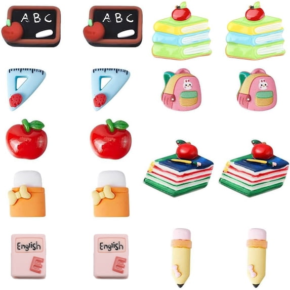 36pcs 9 styles Teachers' Day Opaque Resin Cabochons Study Supplies Mixed Shapes 13.5~30x8~34.5x5~7.5mm 4pcs/style