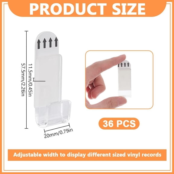 36pcs Acrylic Vinyl Record Holder Wall Mount Vinyl Record Storage Shelves Self Adhesive Album Record Display Small Art Shelf for Album Covers LP Listening Office Home