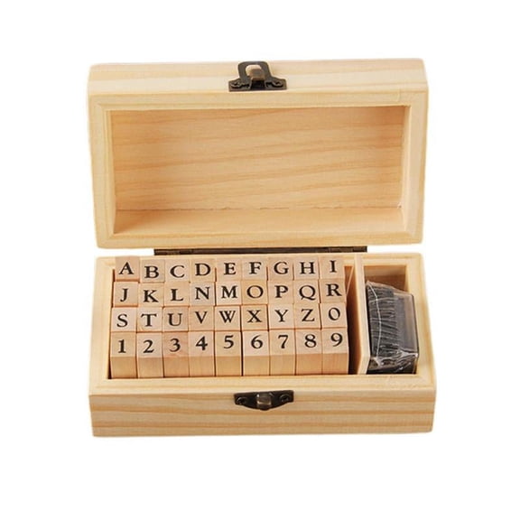 36pcs Alphabet Stamps Vintage Wooden Rubber Letter Number Stamp Set for DIY Craft Card Making Happy Planner Scrapbooking Supplies