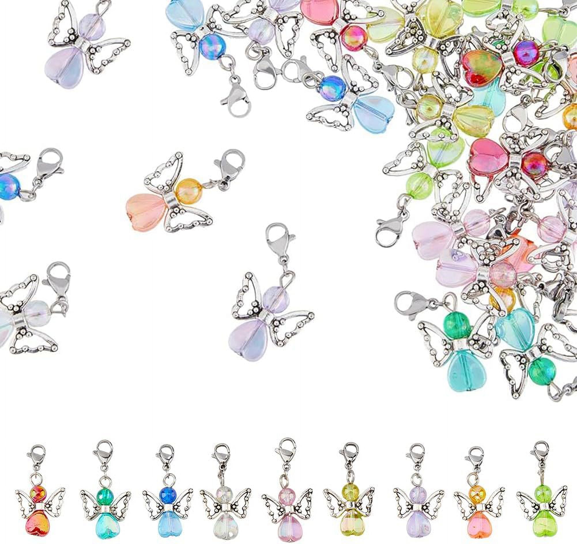 36pcs Angel Wing Charm Colorful Fairy Dangle Pendants Acrylic Heart