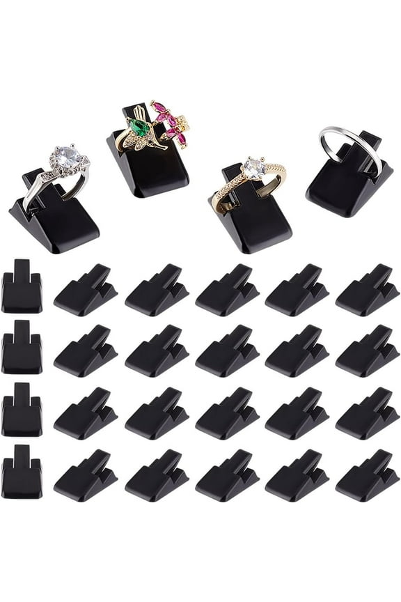 36pcs Black Plastic Ring Holder Small Jewelry Display Clip Ring Clips Stand Single Finger Ring Support Ring Display for Engagement Wedding Rings Bedroom