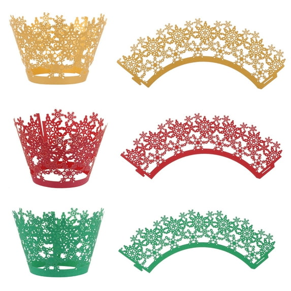 36pcs Cake Wrappers Creative Hollow Snowflake Paper Baking Cake Liner