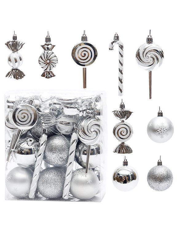 36pcs Christmas Ball Ornaments, Christmas Candy Cane Decorations Plastic Christmas Tree Hanging Ornaments Swirl Peppermint Lollipop Candy Cane Decorations for Christmas Tree Party Decor