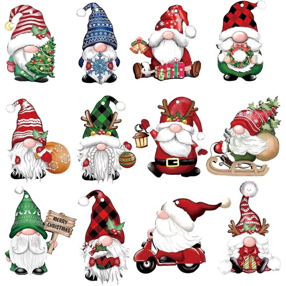 36pcs Christmas Gnome Wooden Hanging Ornaments,Wood Hanging Decor for Christmas Tree Decorations Gnome Santa Doll Hanging Craft Holiday Party Supplies