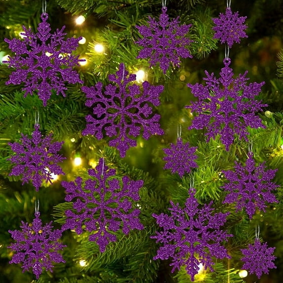 36pcs Christmas Light Blue Snowflake Ornaments Plastic Glitter Snow Flakes Ornaments for Winter Christmas Tree Decorations Size Varies Craft Snowflakes