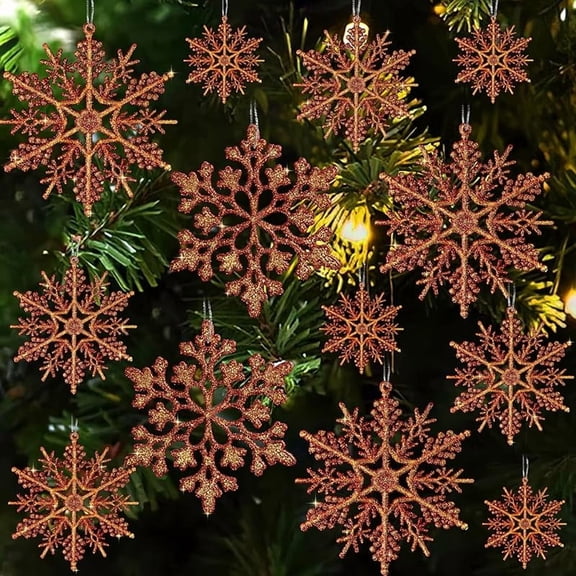 36pcs Christmas Silver Snowflake Ornaments Plastic Glitter Snow Flakes Ornaments for Winter Christmas Tree Decorations Size Varies Craft Snowflakes