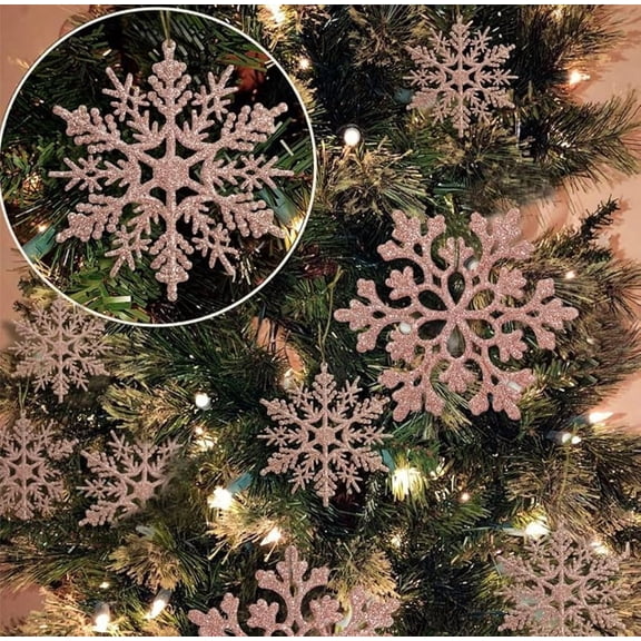36pcs Christmas Silver Snowflake Ornaments Plastic Glitter Snow Flakes Ornaments for Winter Christmas Tree Decorations Size Varies Craft Snowflakes