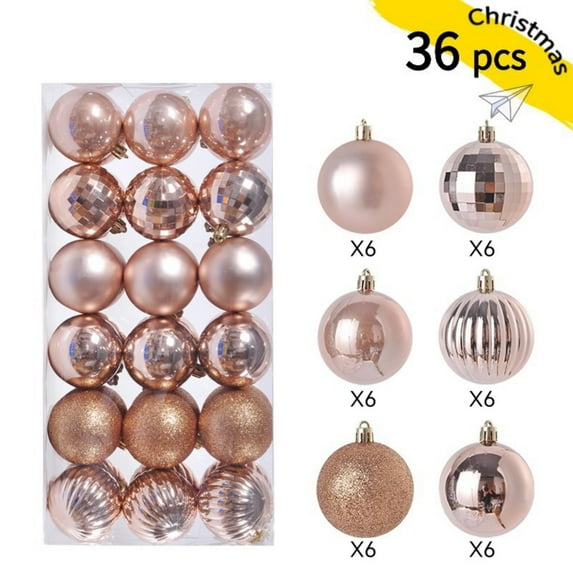 36pcs Christmas Tree Decorations Balls 1.18 Inch, Christmas Decor, Indoor Outdoor Shatterproof Christmas Ornaments, Xmas Party Wedding Suppiles Rose Gold