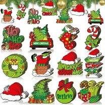 36pcs Christmas Tree Decorations - Green Cartoon Monster Wood Christmas Tree Hanging Ornament Holiday Xmas Ornaments Christmas Decorations Decor Home Indoors