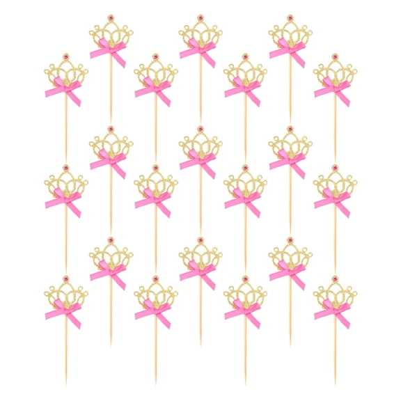 36pcs Crown Cake Toppers Toothpicks Decorative Cake Picks Birthday Cake Decors