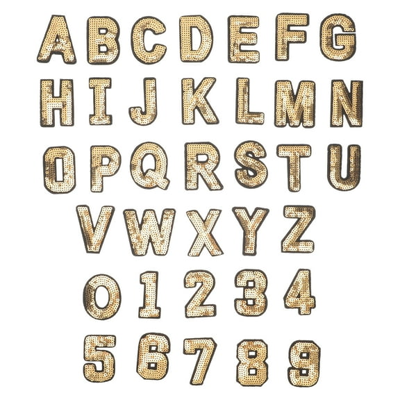 CIMAXIC 36Pcs Clothing Repair Patches Light Brown Alphabet Iron on Sewing Material