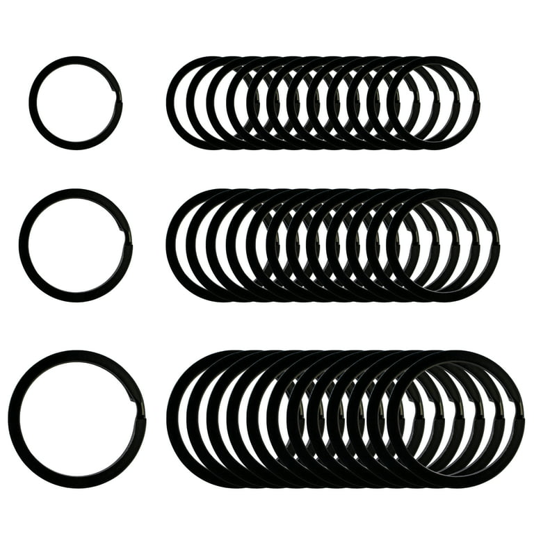 10 Black Key Rings, 30MM Round Black Split Ring, Black Circle Key Ring,  30MM Key Ring, Black Keychain Ring