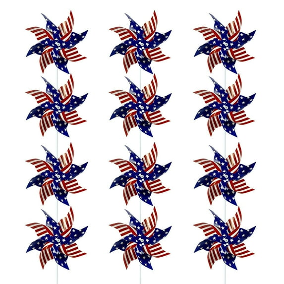 36pcs Fourth of July Pinwheels Red White and Blue 4th of July Decorations American Flag Pinwheel Garden Wind Spinners Patriotic Yard Outdoor Decor Memorial Day Independence Party Supplies Home Decor