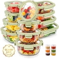 thumbnail image 1 of 36 Pcs Glass Food Storage Containers with Tempered Lids Set, Borosilicate Oven-Safe(-4°F~950°F), Airtight Meal Prep Lunch Box Containers (18 Containers & 18 Lids), Green, 1 of 7