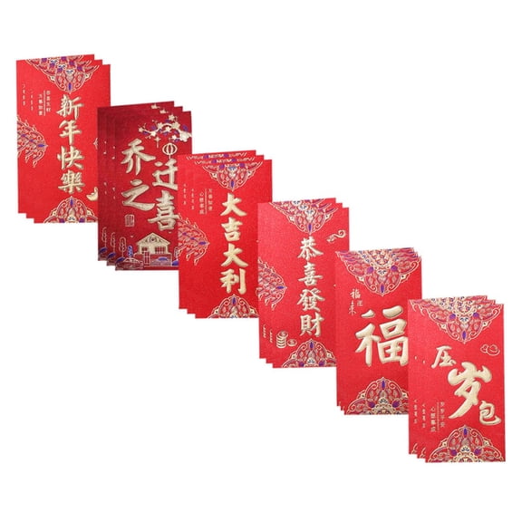 36pcs Glitter Frosted Red Packet Rabbit Year Red Envelopes New Year Gift Lucky Money Pocket Birthday Red Envelope Hong Bao 2023 Money Bag Packets Paper Thousand Yuan Lai Si Feng