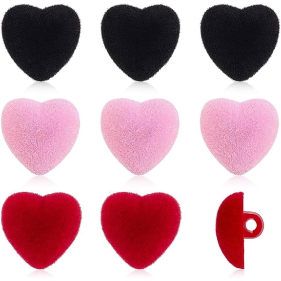36pcs Heart Noses Buttons Flocking Safety Noses Red Pink Black Animal Craft Nose Velvet Heart Sewing Crafting Nose Buttons