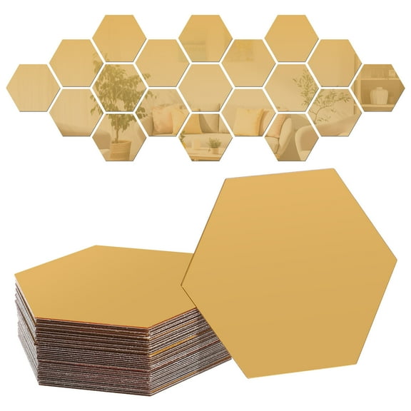 36pcs Hexagon Mirror Wall Stickers Self Adhesive Mirror Tiles Living Room Bedroom Decor