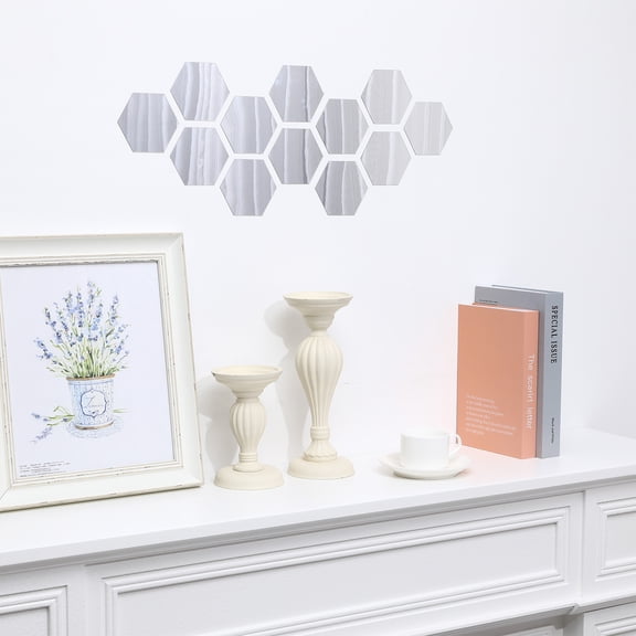 36pcs Hexagon Mirror Wall Stickers Self Adhesive Mirror Tiles Living Room Bedroom Decor