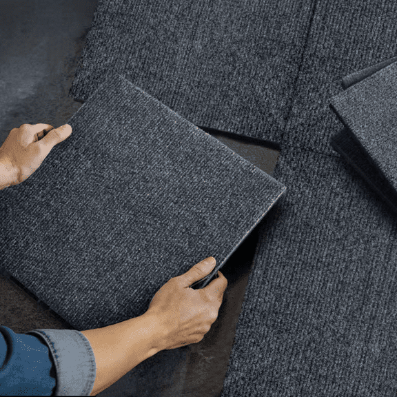 36pcs Interlocking Patio Deck Tiles, 12x12 Carpet Floor Tiles DIY Module for Porch Poolside Balcony Backyard, Grey Polypropylene