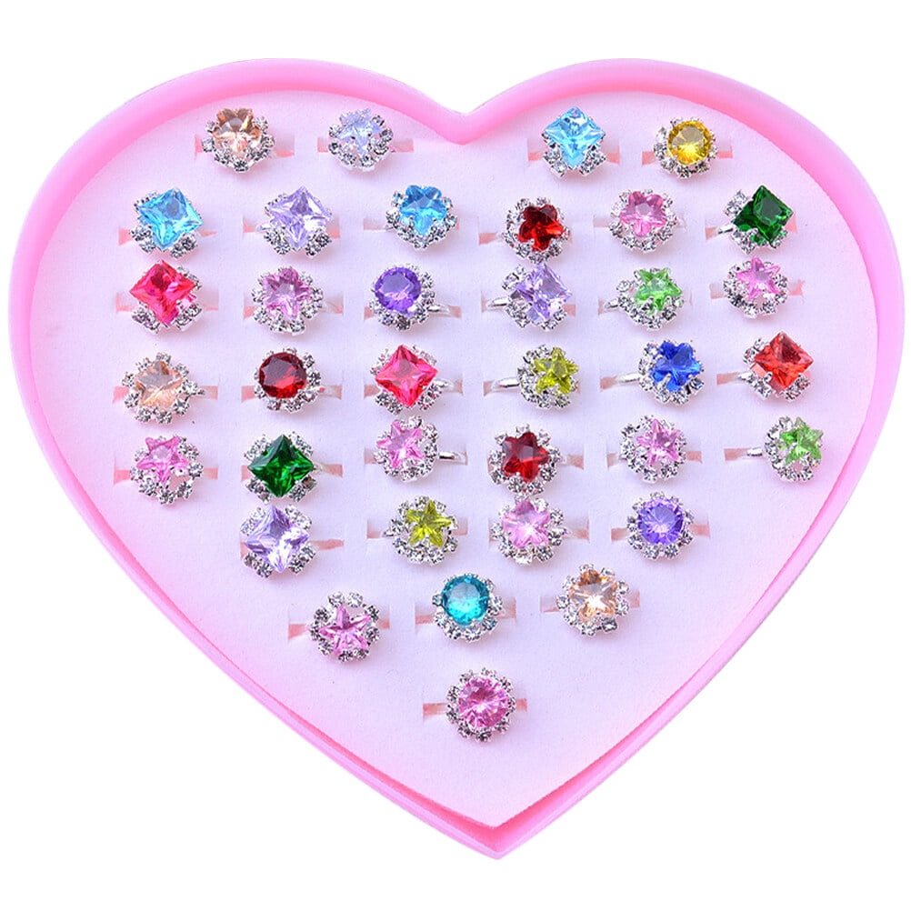 36pcs Adjustable Rings Set For Girls Princess Jewelry Finger Rings For Kids  Birthday Party With Heart Shape Box -aya | Fruugo NO