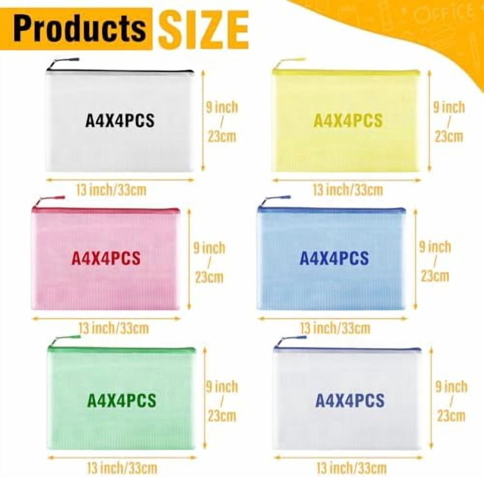 36pcs Large A4 Mesh Zipper Pouch File Bags Tekola Reusable Zippered Pouches for Organizing Classroom, Board Game Storage, Puzzle Bags