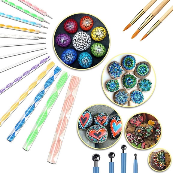 36pcs Mandala Dotting Painting Rock Dot Nail Art Pen Stencil Paint Tool Kit