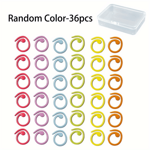 36pcs Metal Crochet Stitch Markers - Helical Locking Rings for Knitting, Color-Coded Row Markers (Vibrant Colors)